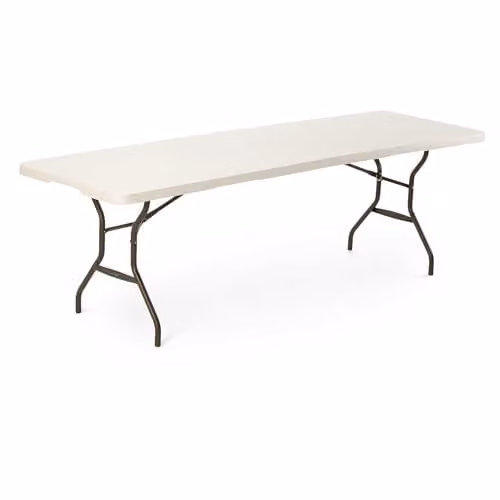 LIFETIME 80270 Rectangular Light Commercial Fold-in-Half Folding Table, White, W: 244 cm, D: 76 cm