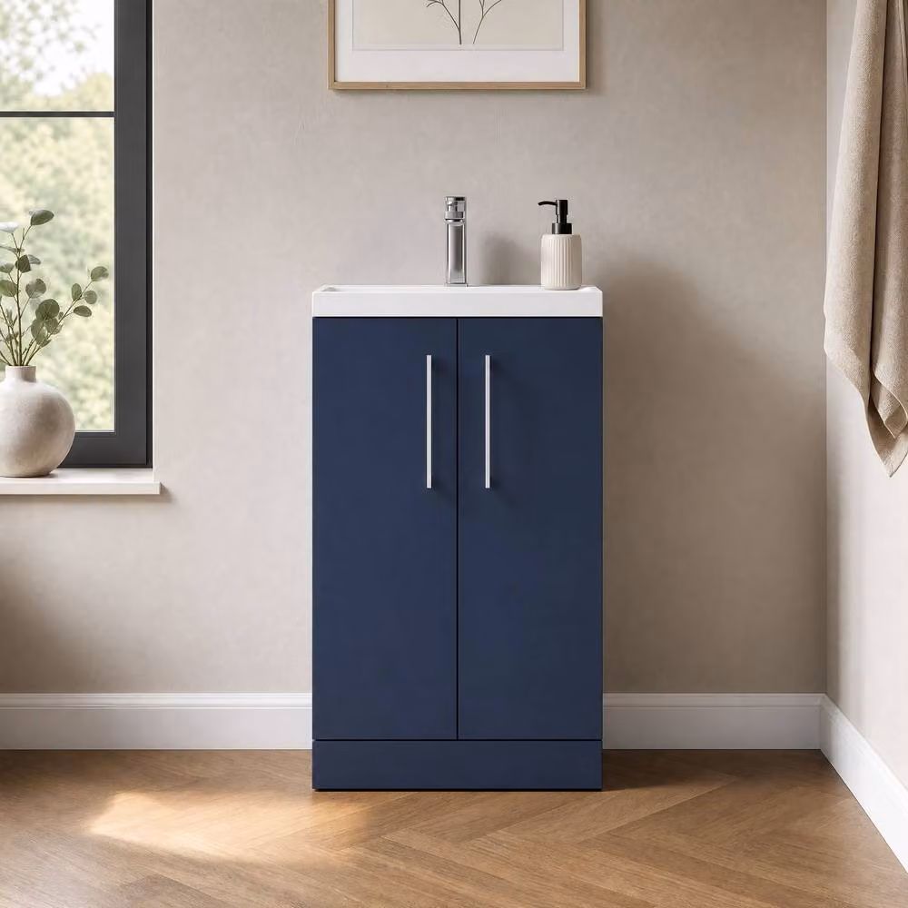 Balterley Bramshall Compact 2 Door Dark Blue Matt Vanity Basin Unit, Width: 50 cm – 5