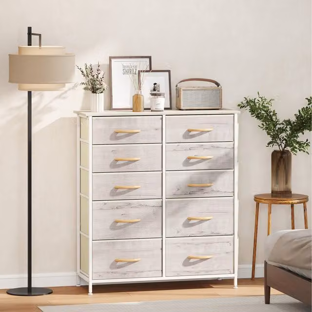 HOMCOM Double Dresser in Natural Wood Finish, Width: 86 cm