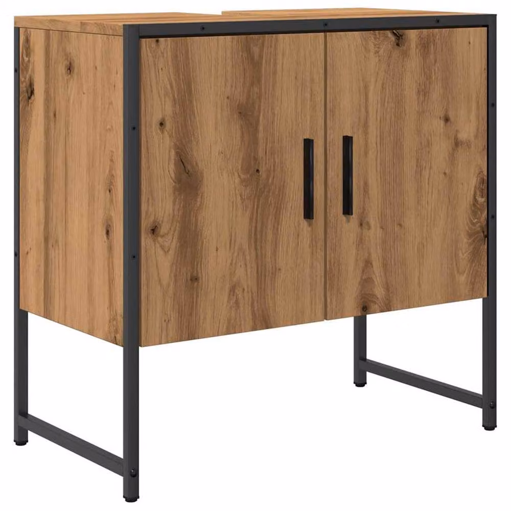 Berkfield Home Artisan Oak Bathroom Sink Cabinet in Brown, W/D/H: 60 x 33 x 60 cm – 2