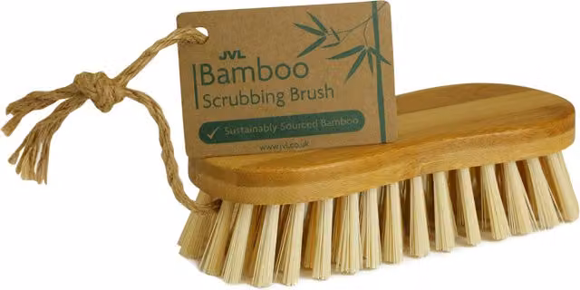 JVL Bamboo Scrubbing Brush, Brown