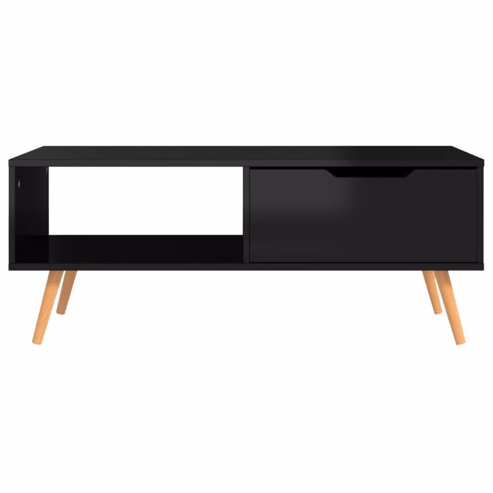 Berkfield Home High Gloss Black Coffee Table, W: 100 cm, D: 49.5 cm, H: 43 cm – 3
