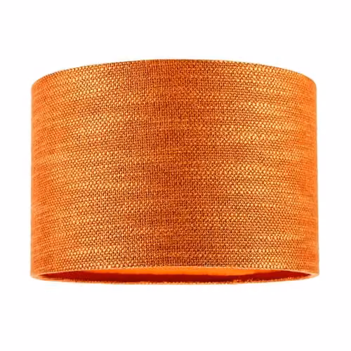 Happy Homewares Modern Round Bobbled and Textured Linen Fabric Lamp Shade in Orange, W: 30 cm, H: 20 cm