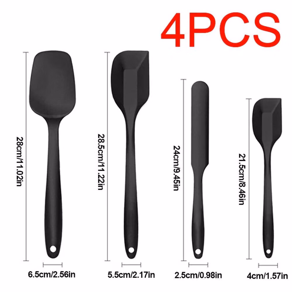 VOGREX 4-Piece Heat Resistant Silicone Spatula Set in Black – 2