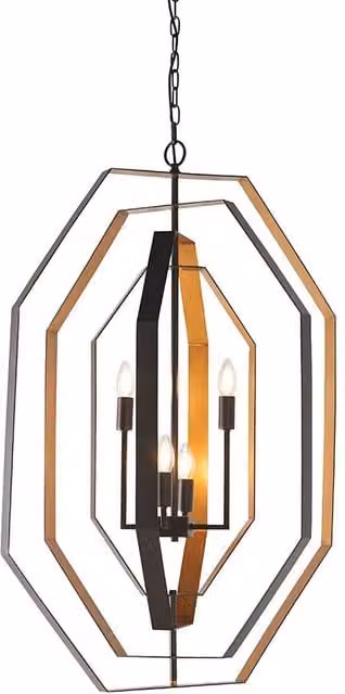Loops Multi Arm Geometric LED Ceiling Chandelier in Bronze and Gold/Brass, Height Adjustable