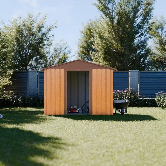 Sweekeek Brown Pent Garden Shelter with Anchor Kit and Sliding Door