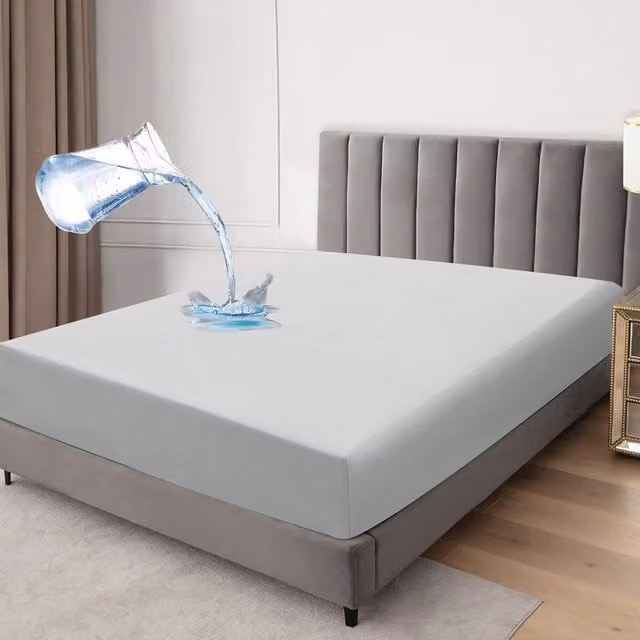 Cotton Passion Waterproof Fitted Sheet, Silver, W: 180 cm x D: 200 cm