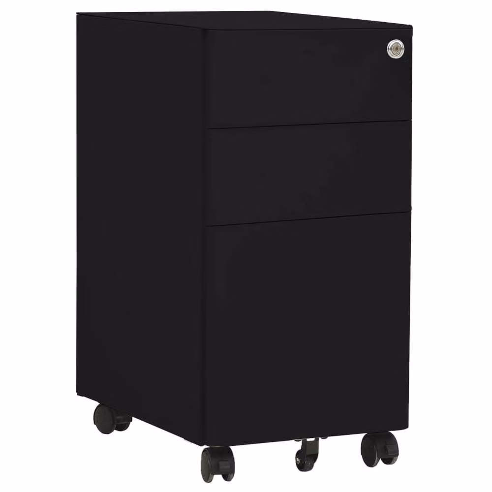 Berkfield Home Mobile File Cabinet in Black Metal with Lock and Castors, W/D/H: 30 x 45 x 59 cm – 2