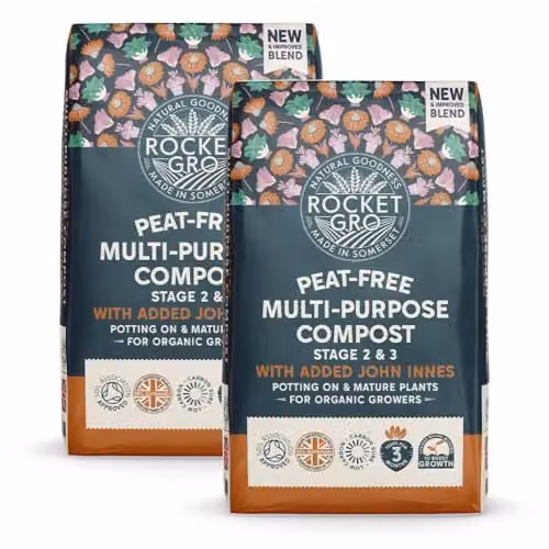 Thompson & Morgan RocketGro Multi-Purpose Organic Compost Stage 2 & 3, 2 x 40 l