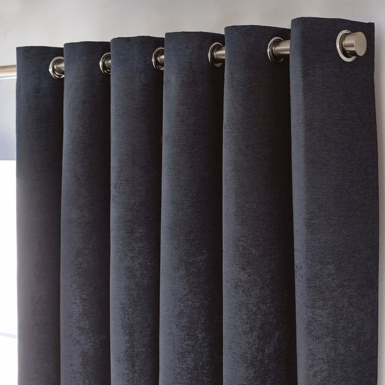 Luxury Living Chenille Blackout Eyelet Curtains, Thermal Triple Weave Pair in Charcoal, Width: 117 cm, Drop: 229 cm – 2