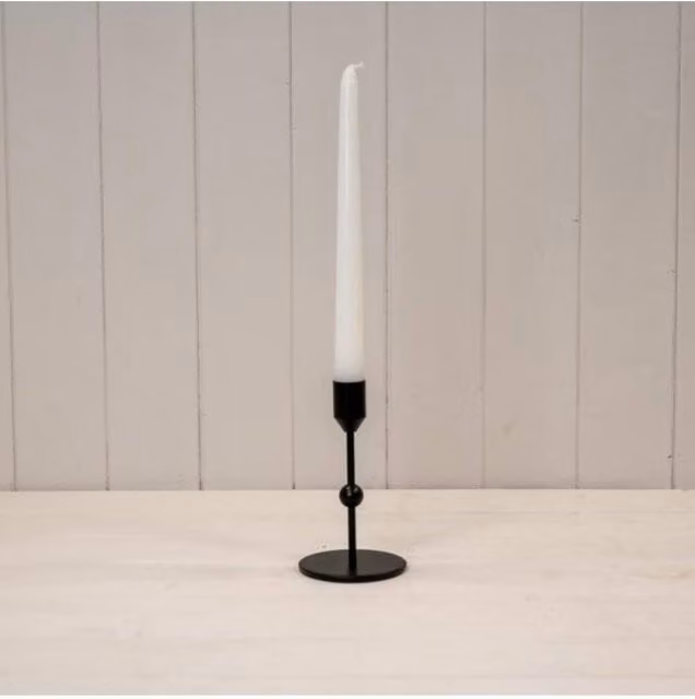 KDMD Minimalist Black Metal Single Taper Candle Holder with Ball Detail