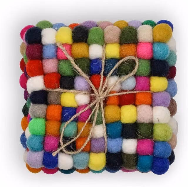 KDMK Square Absorbent Felt Coasters in Grey and Multicolour