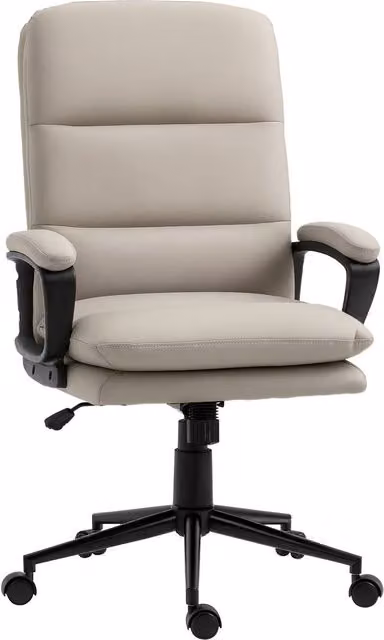 Rolipo Light Grey PU Leather Swivel Task Office Chair with Adjustable Height