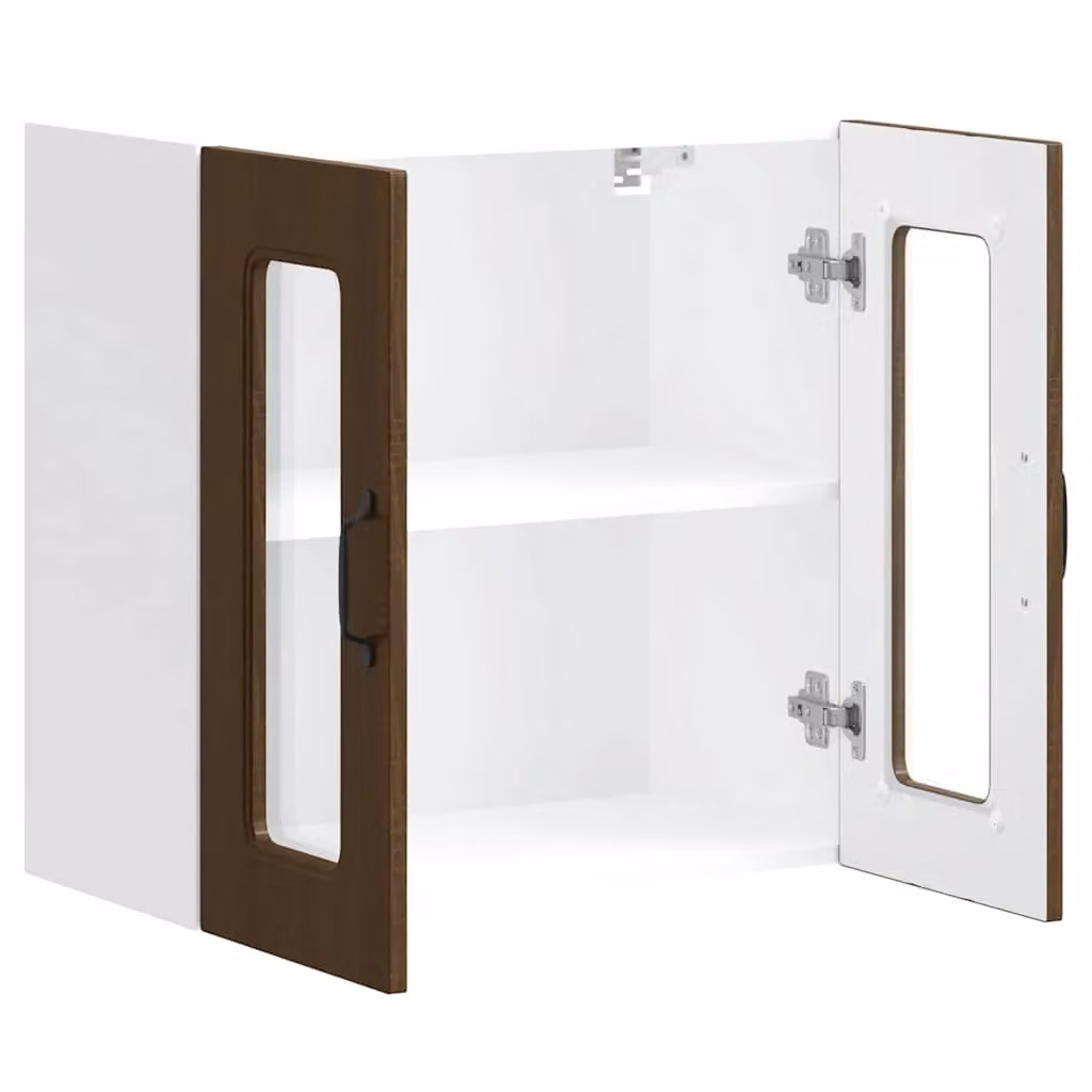 Berkfield Home Kalmar Modern Kitchen Wall Cabinet with Glass Doors in Brown Oak – 3