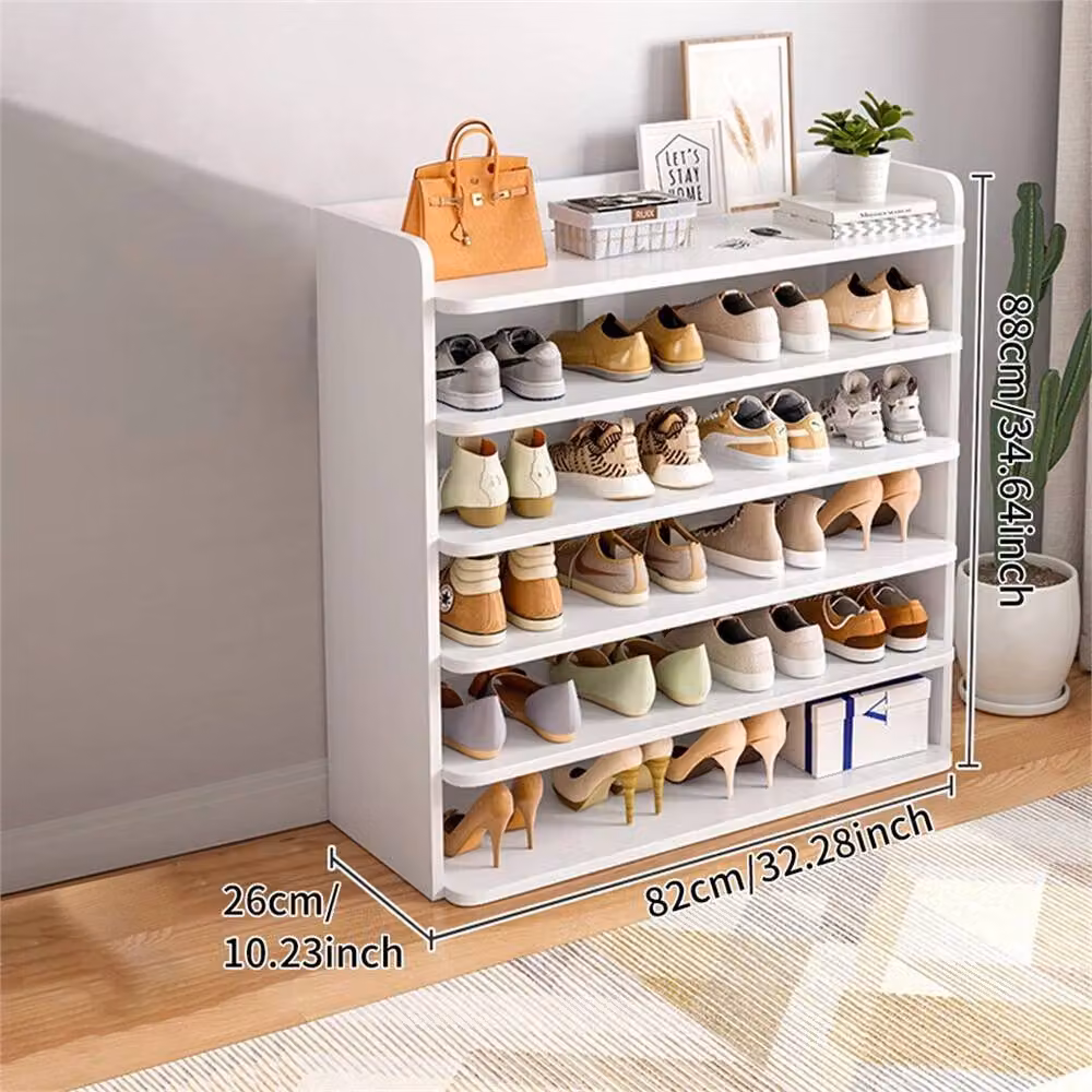EONLION 6-Tier White MDF Shoe Cabinet Rack and Open Cupboard, Width: 100 cm – 2