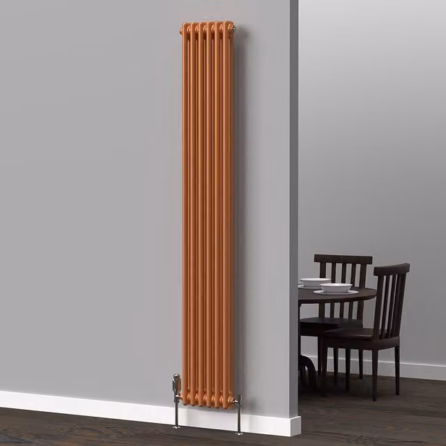 Lux Heat Vertical Coloured Column Radiator in Metallic Copper, H 180 cm x W 29 cm