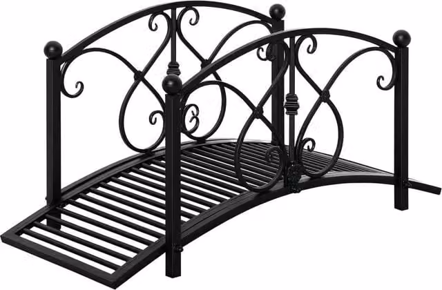 NESTLUNE Decorative Garden Bridge Classic Footbridge in Black W/D/H: 100 x 100 x 49 cm