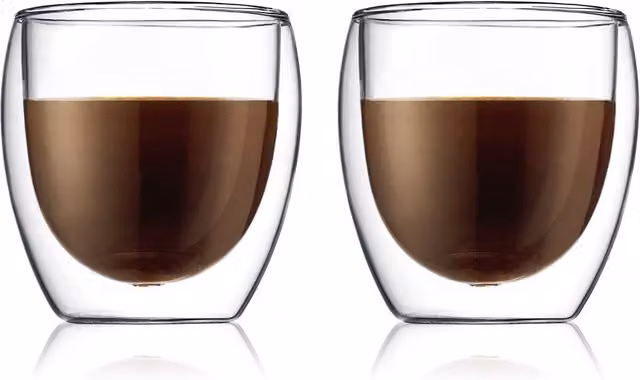 Bodum Pavina Transparent Glass Tumbler, 250 ml, 2 Pack