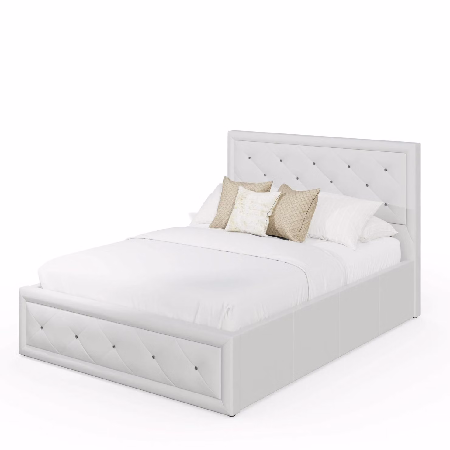 GFW Hollywood Upholstered Ottoman Storage Bed Frame in White or Black, King Size 180 x 200 cm – 2