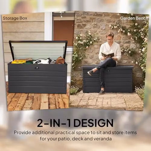 Outsunny 311L Grey Garden Storage Box with Soft-Close Lid and Lockable Feature, W/D/H: 120 x 62 x 62 cm – 3
