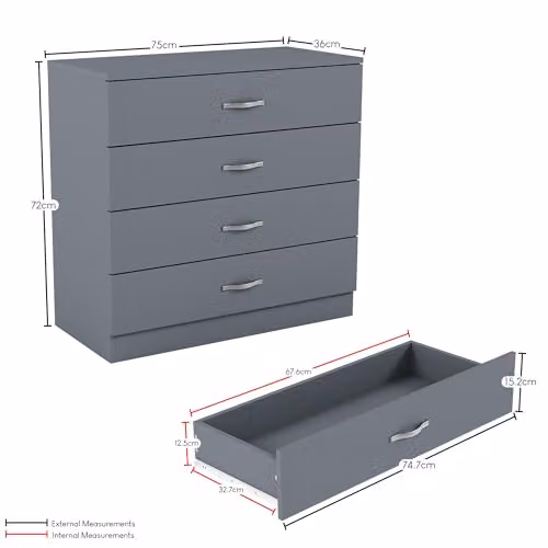 Vida Designs Riano 4 Drawer Chest of Drawers in Grey – 2