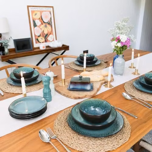 Scandi Home Rivah Green Stoneware Side Plates Set of 4, Diameter: 20 cm – 7
