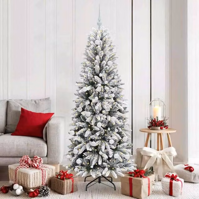 Berkfield Home Artificial Christmas Tree with 300 White LEDs, Green, W/D/H: 73 x 73 x 180 cm – 1