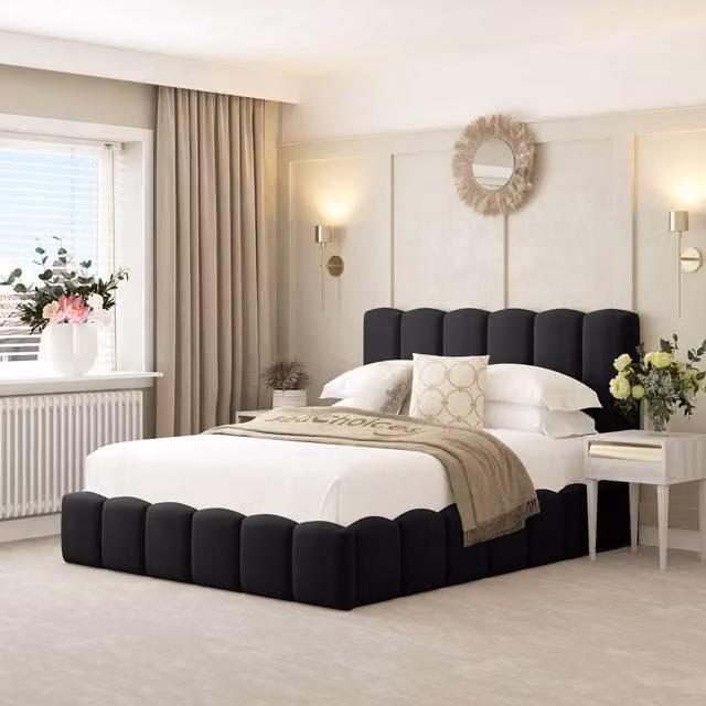 Bed Choices Mayfair Upholstered Bubble Bed Frame in Black, Size: Single (90 x 190 cm)
