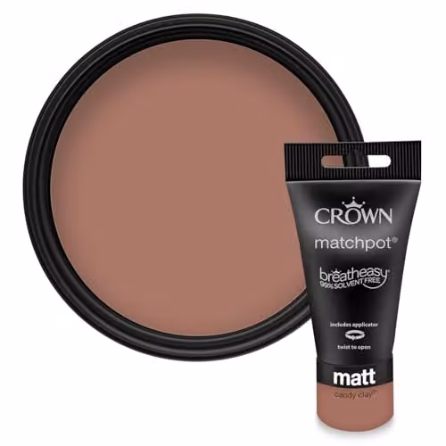 Crown Walls & Ceilings Clay Pink Matt Paint Tester Sample 40ml – 1