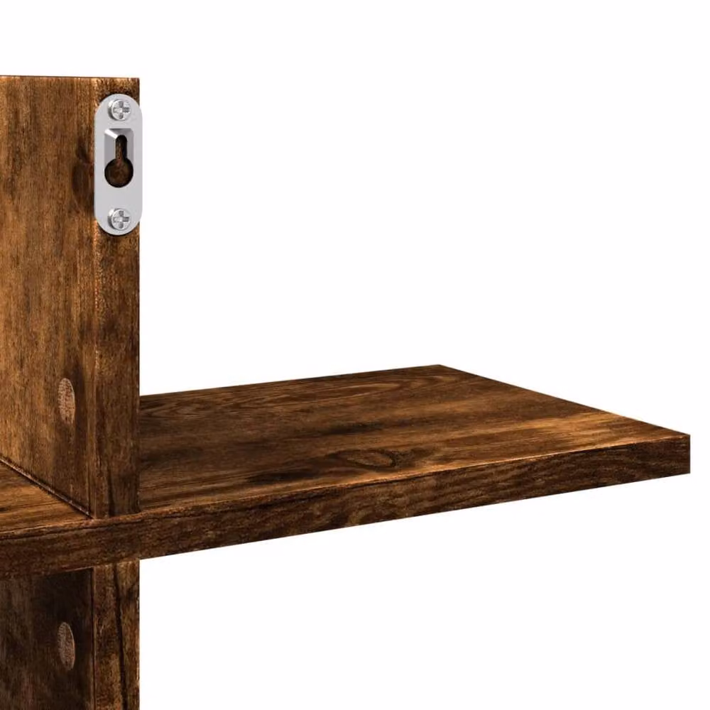 Berkfield Home Wall Mounted Smoked Oak Shelf in Brown, W/D/H: 124.5 x 18 x 60.5 cm – 5