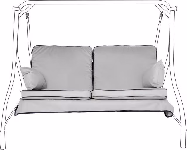 Gardenista Grey Rectangular Outdoor Garden Swing Seat Cushion with Water Repellent Polyester Foam