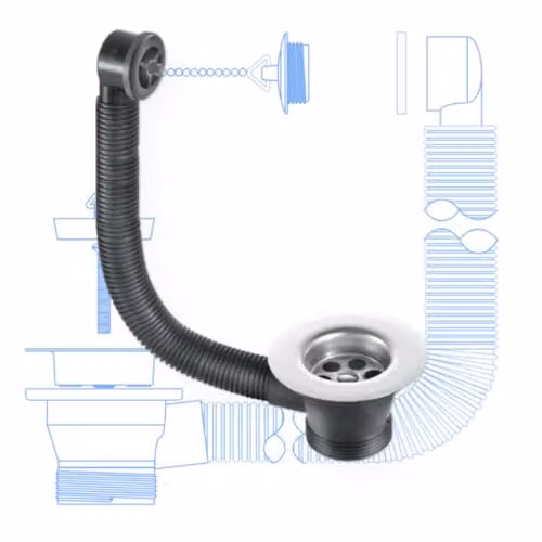McAlpine 1.5 inch Stainless Steel Kitchen Sink Waste and Overflow with Chain in Silver – 4