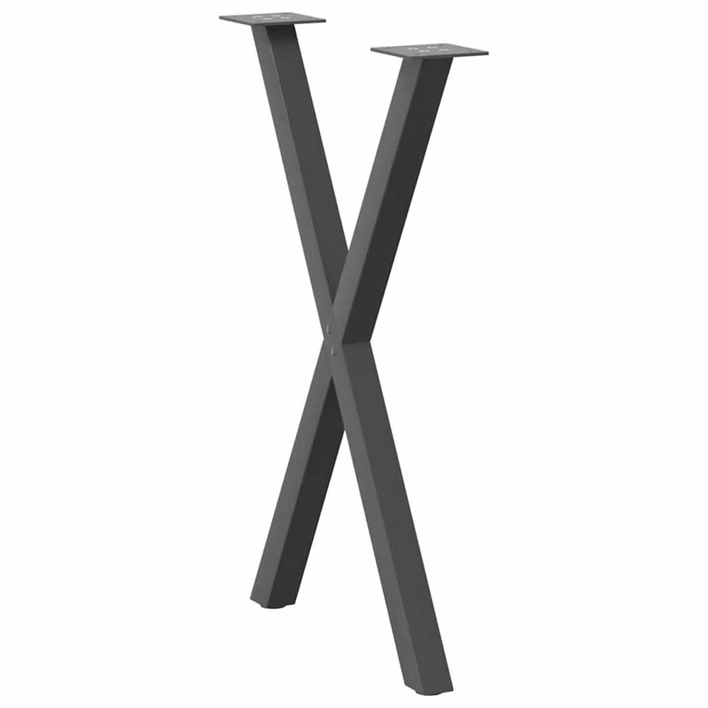 Berkfield Home X-Shaped Dining Table Legs, 2 Piece Set, Anthracite Grey Steel, H 72-73 cm x W 60 cm – 2