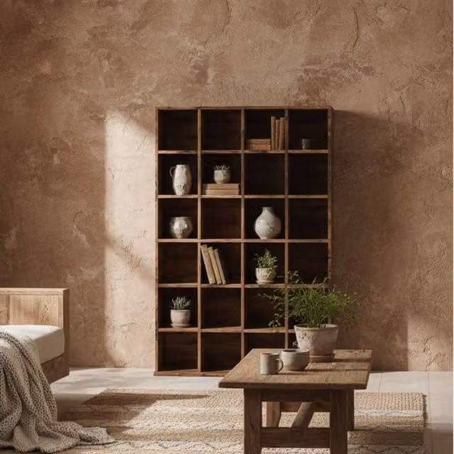 Wyld Haus Limi Rustic Brown Wooden CD and DVD Storage Cabinet with Adjustable Shelves, H: 89.0 cm, W: 32.0 cm, D: 20.0 cm – 1
