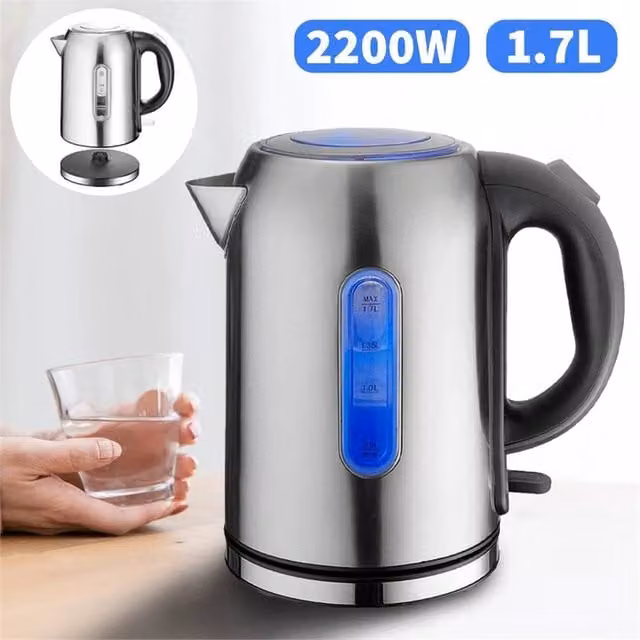 PAWNORA Stainless Steel Electric Kettle, 2200W, 1.7 l, Silver
