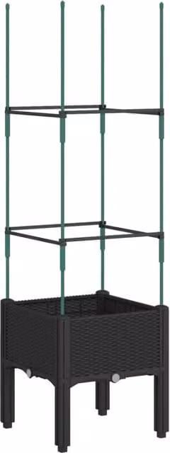 Berkfield Home Garden Planter with Trellis, Black, W/D/H: 40 x 40 x 142.5 cm – 1