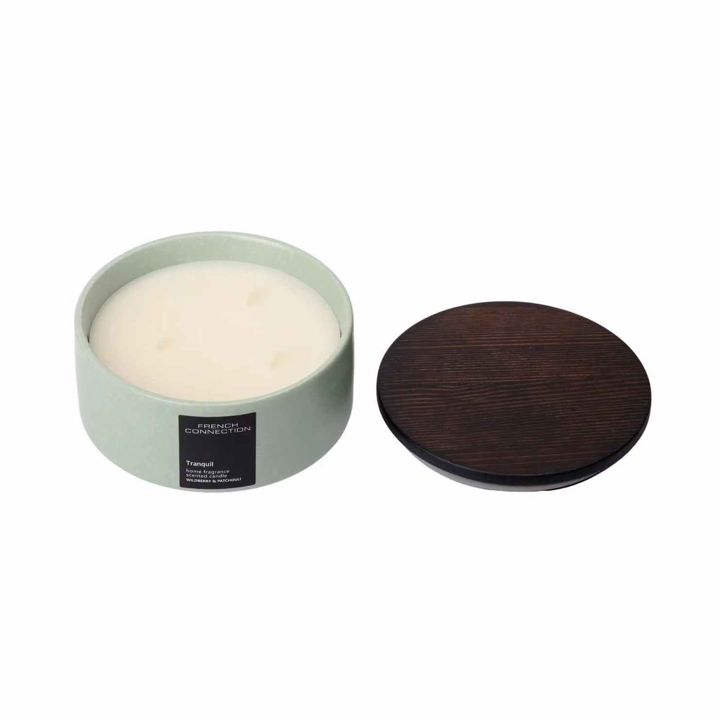 French Connection Stone Collection Wildberry & Patchouli Scented Candle, Green, 224g – 2