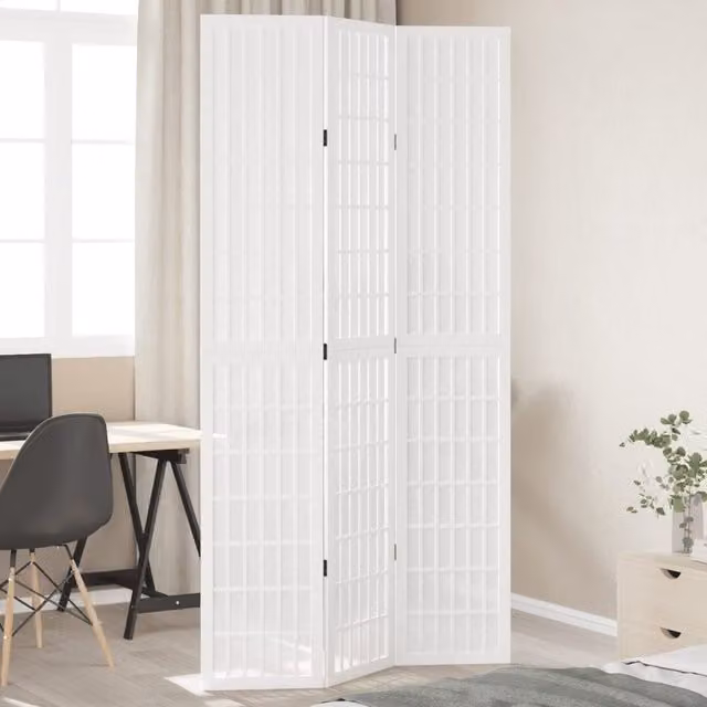Berkfield Home 3-Panel Room Divider in White Solid Paulownia Wood