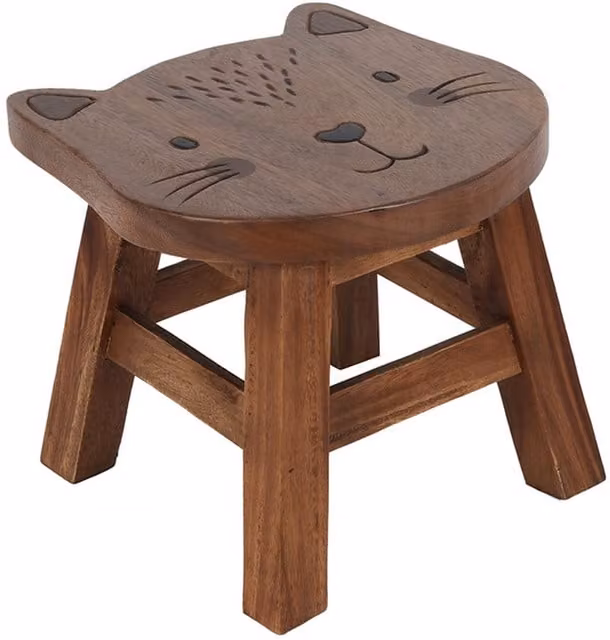 KDMK Brown Wooden Cat Stool, Height: 26 cm