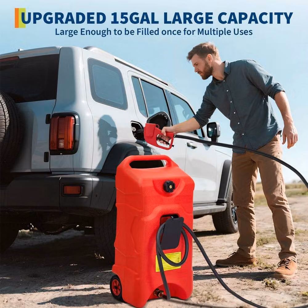SPETLEK 60L Portable Fuel Caddy with 3m Hose and Wheels, Red, W: 1000 mm x D: 400 mm – 4