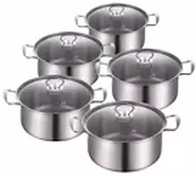 EONLION 5-Piece Non-Stick Stainless Steel Induction Cookware Set in Silver – 1