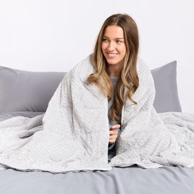 OHS Waffle Fleece Soft Warm Weighted Blanket, 8kg, Silver, W: 150 cm x L: 200 cm