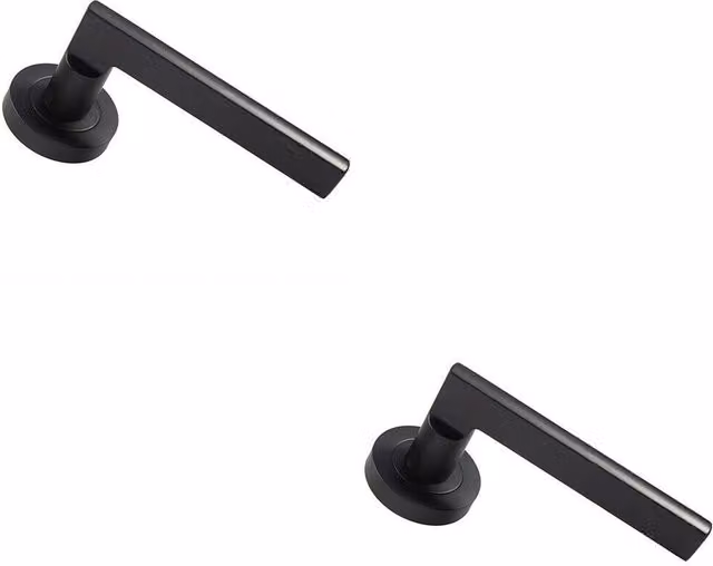 Loops 2x Pair Straight Plinth Mounted Handles on Round Rose in Matt Black with Concealed Fixings