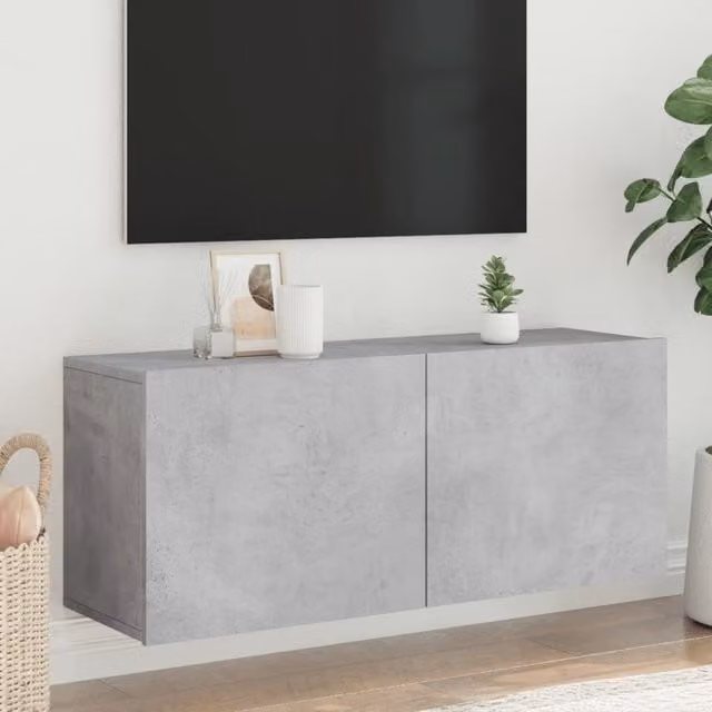 Berkfield Home Wall-mounted Modern TV Cabinet in Concrete Grey, W/D/H: 100 x 30 x 41 cm