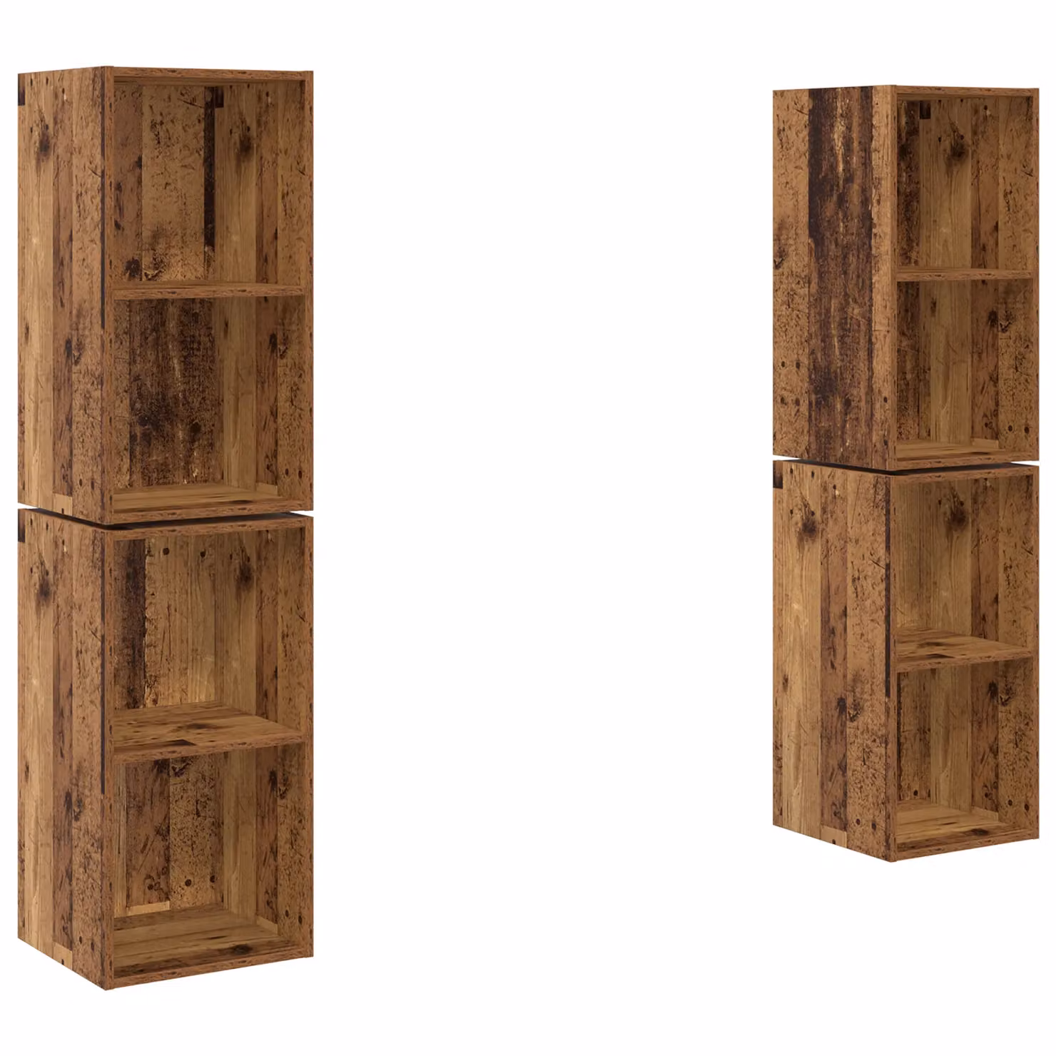 Berkfield Home 4-Piece Wall TV Cabinet in Brown Old Wood, W/D/H: 37 x 37 x 72 cm – 2