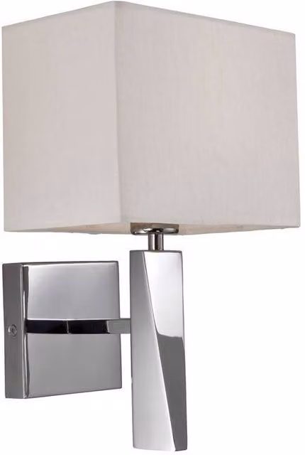 Firstlight Mansion Modern Single Indoor Wall Light in Polished Stainless Steel with Cream Fabric Shade, E14