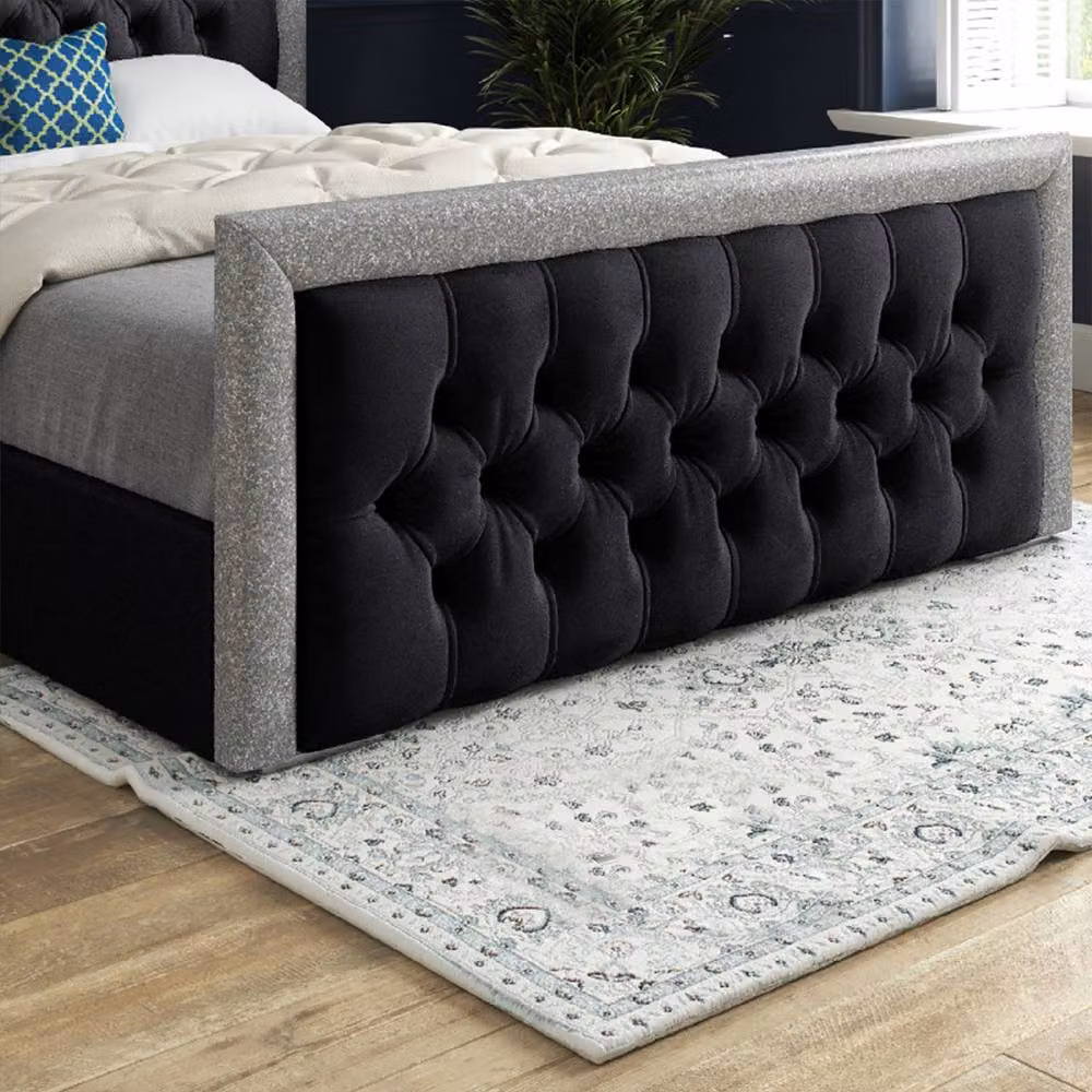 Casani Thorne Upholstered Black Velvet Designer Bed Frame W/D/H: 159 x 180 x 200 cm – 4