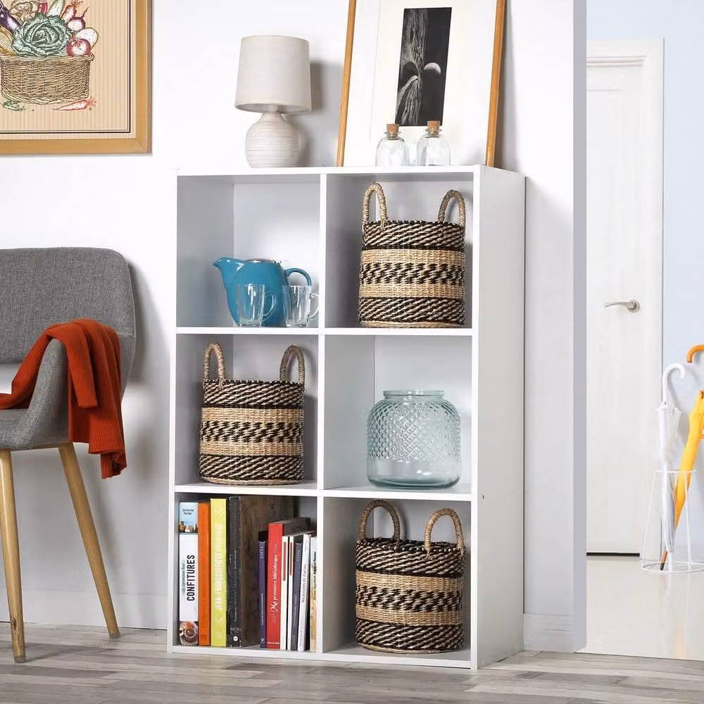 CALICOSY 6-Compartment Cube Storage Shelf in White, H 91.5 x W 61.5 x D 29.5 cm – 2
