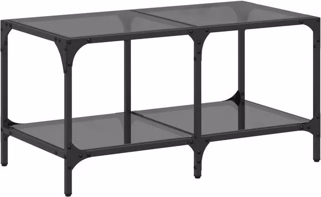 Berkfield Home Modern Rectangular Coffee Table with Black Glossy Glass Top and Steel Frame, W/D/H: 78.5 x 40 x 40 cm – 1