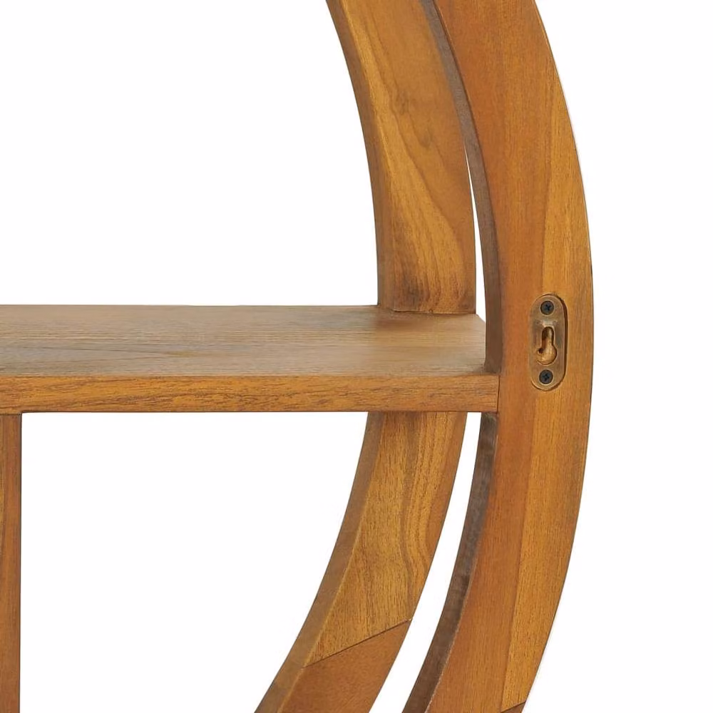 Berkfield Home Yin Yang Wall Shelf, Solid Teak Wood, Brown, W/D/H: 80 x 17.5 x 80 cm – 4